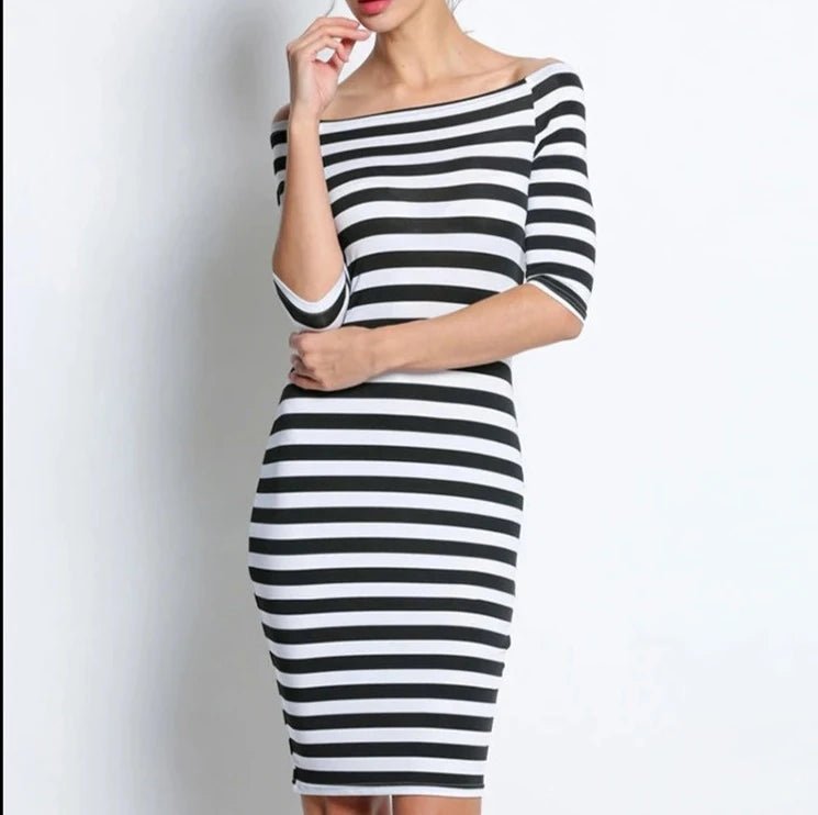 Années 60 Robe Crayon Marinière Rétro Bardot - Ma Penderie Vintage