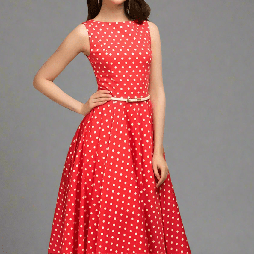 Années 50 Robe Business Évasée À Pois Julia - Ma Penderie Vintage