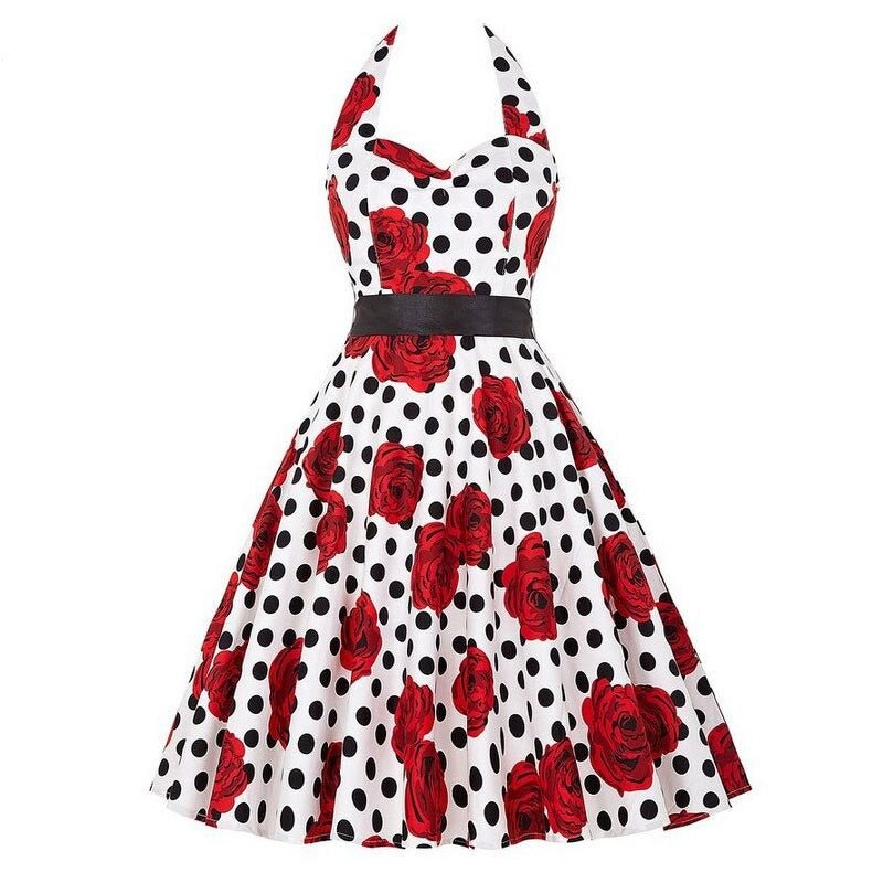 Années 50 Robe Dos Nu Pin Up Imprimée pois - Ma Penderie Vintage
