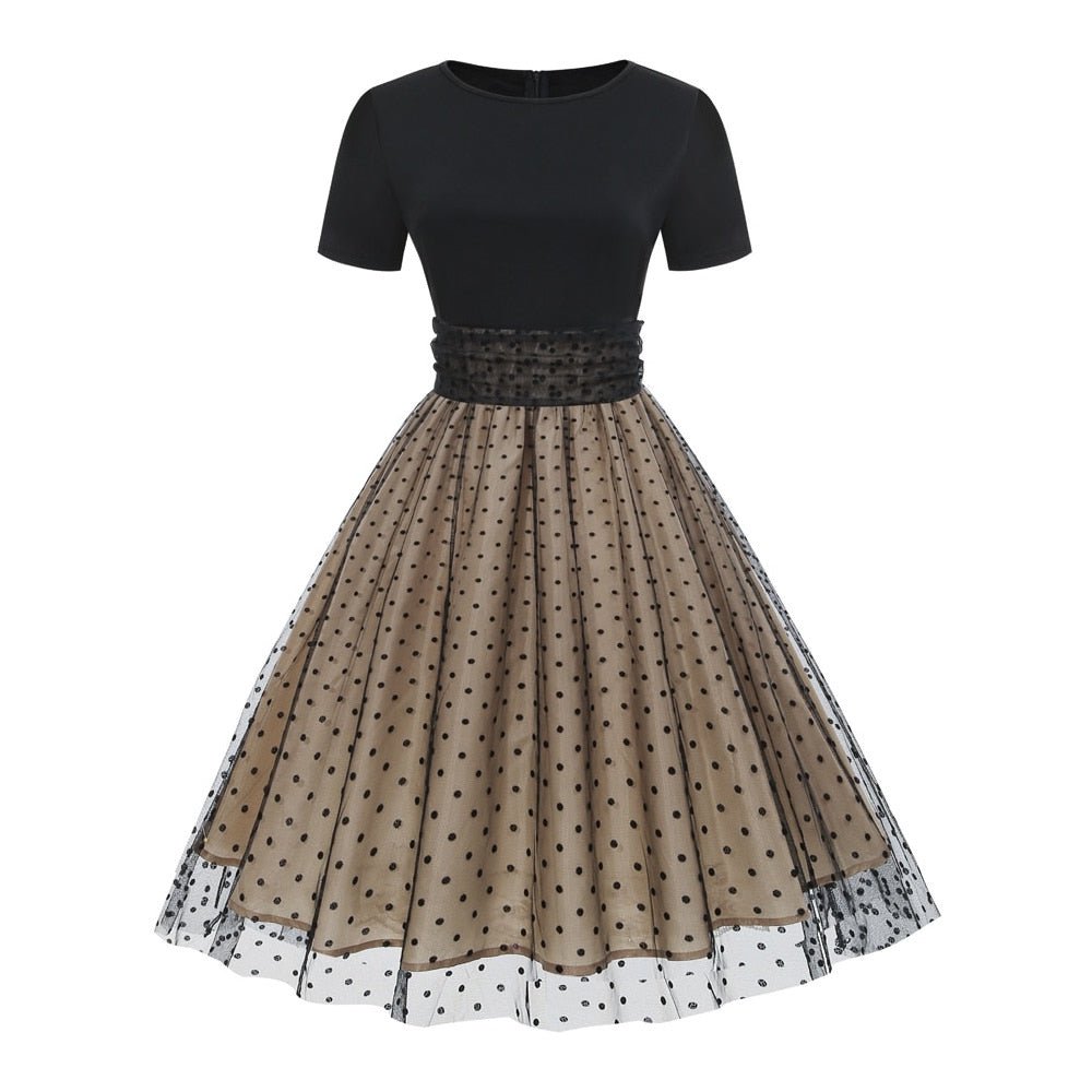 Années 50 Robe Évasée Pin Up Tulle À Pois - Ma Penderie Vintage