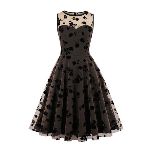 Années 50 Robe Trapèze Velours Pin Up Dita - Ma Penderie Vintage