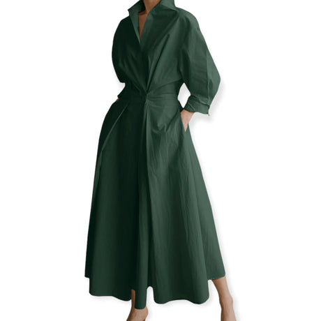 <tc>Años 40</tc> Vestido camisero trapecio de popelina vintage