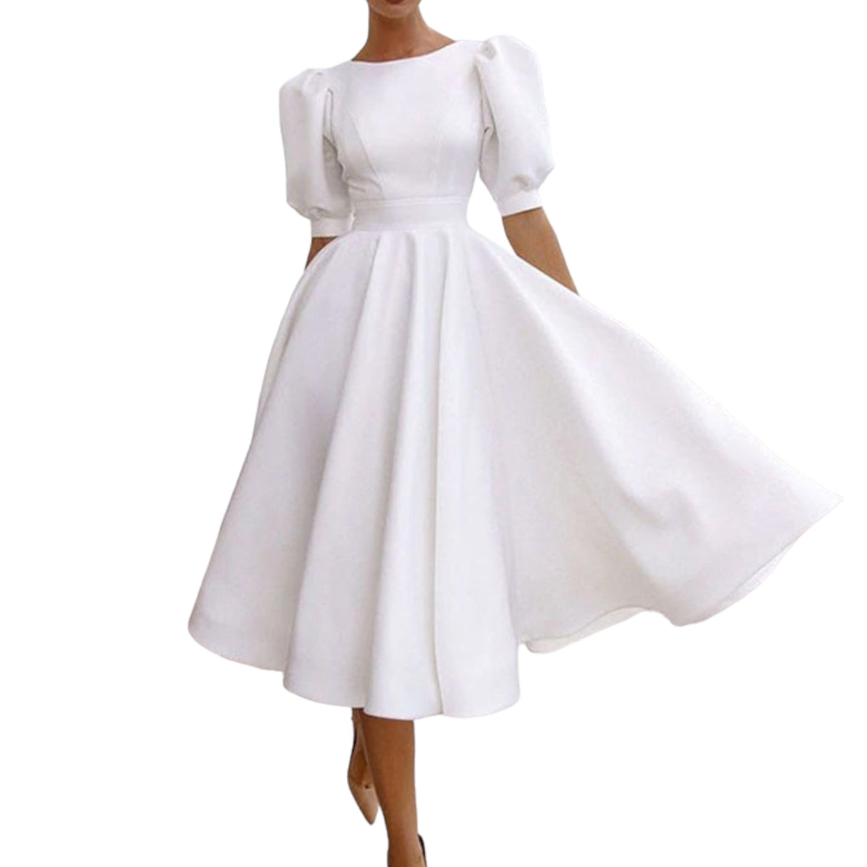 <tc>1960's</tc> Classic Flared Dress with Balloon Sleeves