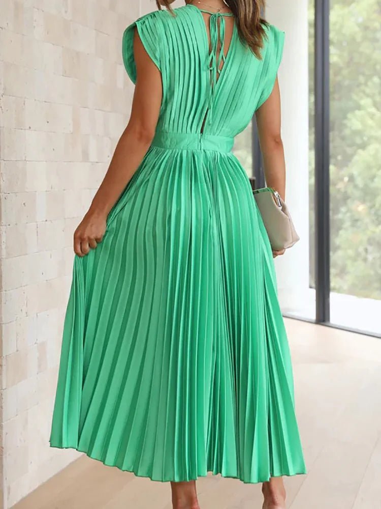 Années 70 Maxi Robe Été Plissé En Satin - Ma Penderie Vintage