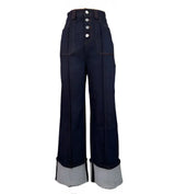 Années 40 Jeans Brut Rétro Taille Haute