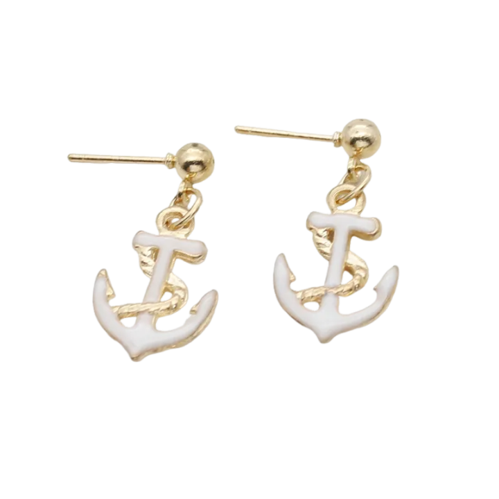 <tc>1960's</tc> Marine Anchor Enamel Earrings