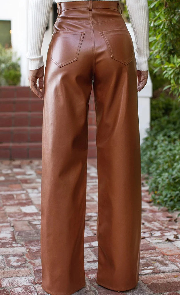 Années 70 Pantalon Taille Haute Faux Cuir - Ma Penderie Vintage