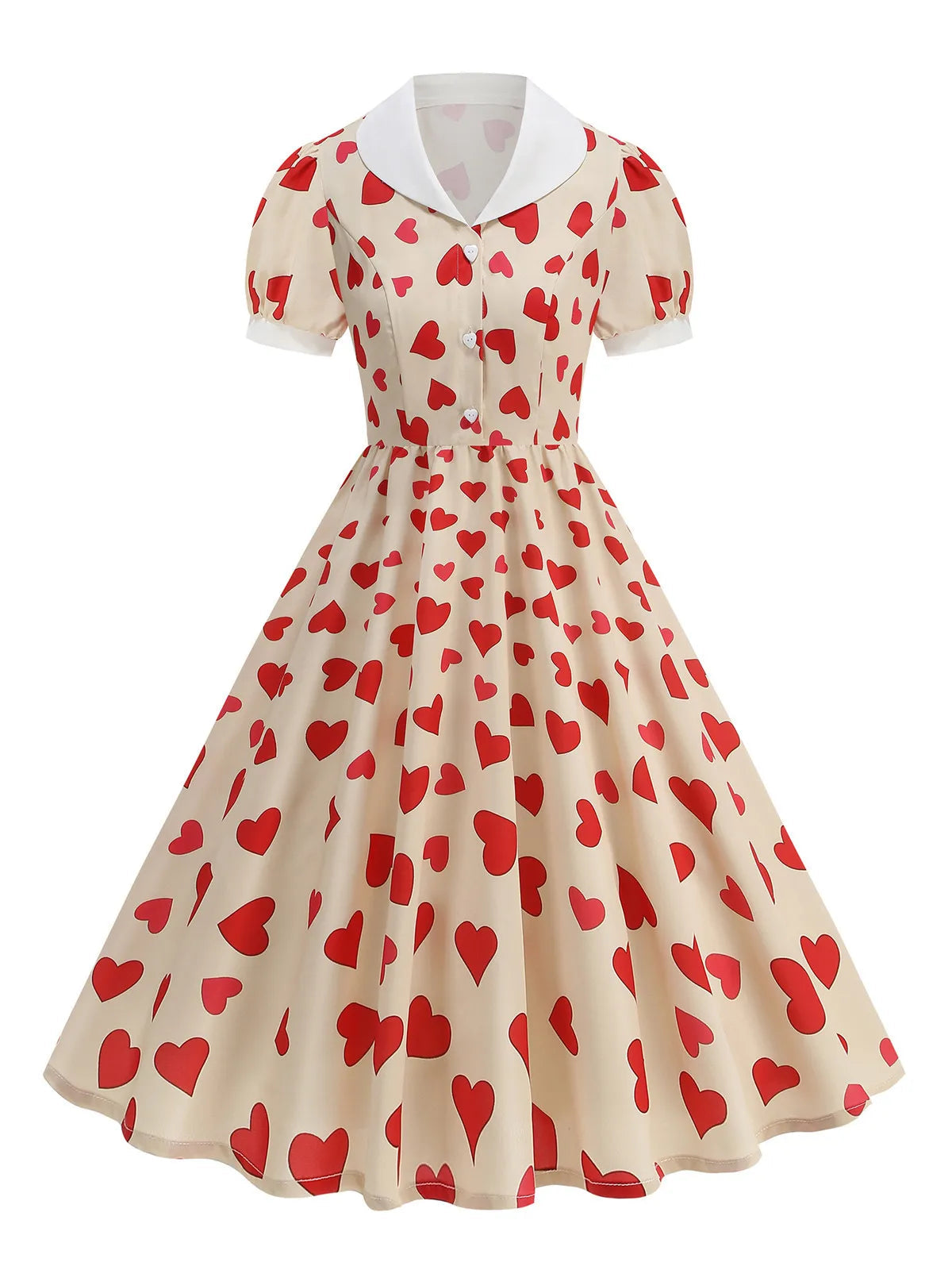 Années 50 Cœur Saint-Valentin Robe Midi Évasée