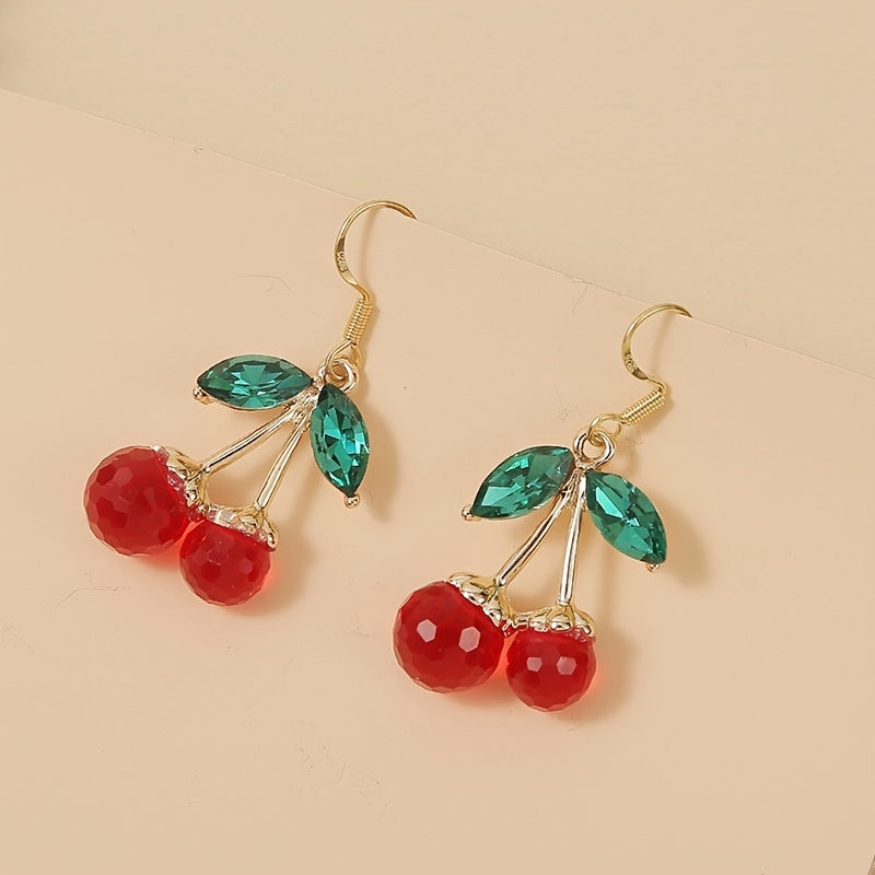 Années 80 Boucles d'oreilles Cerise Cristal - Ma Penderie Vintage