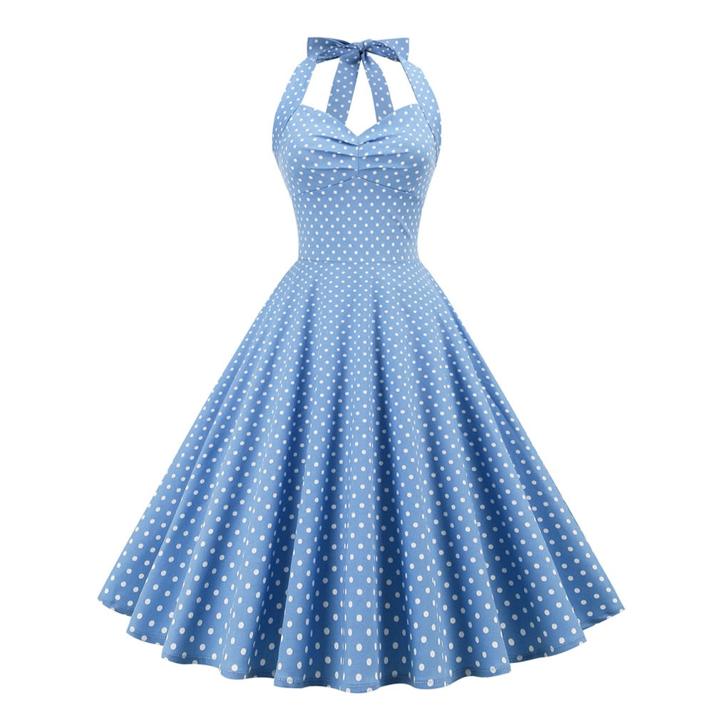 <tc>Años 50</tc> Vestido trapecio <tc>Pin Up</tc> Estampado de lunares