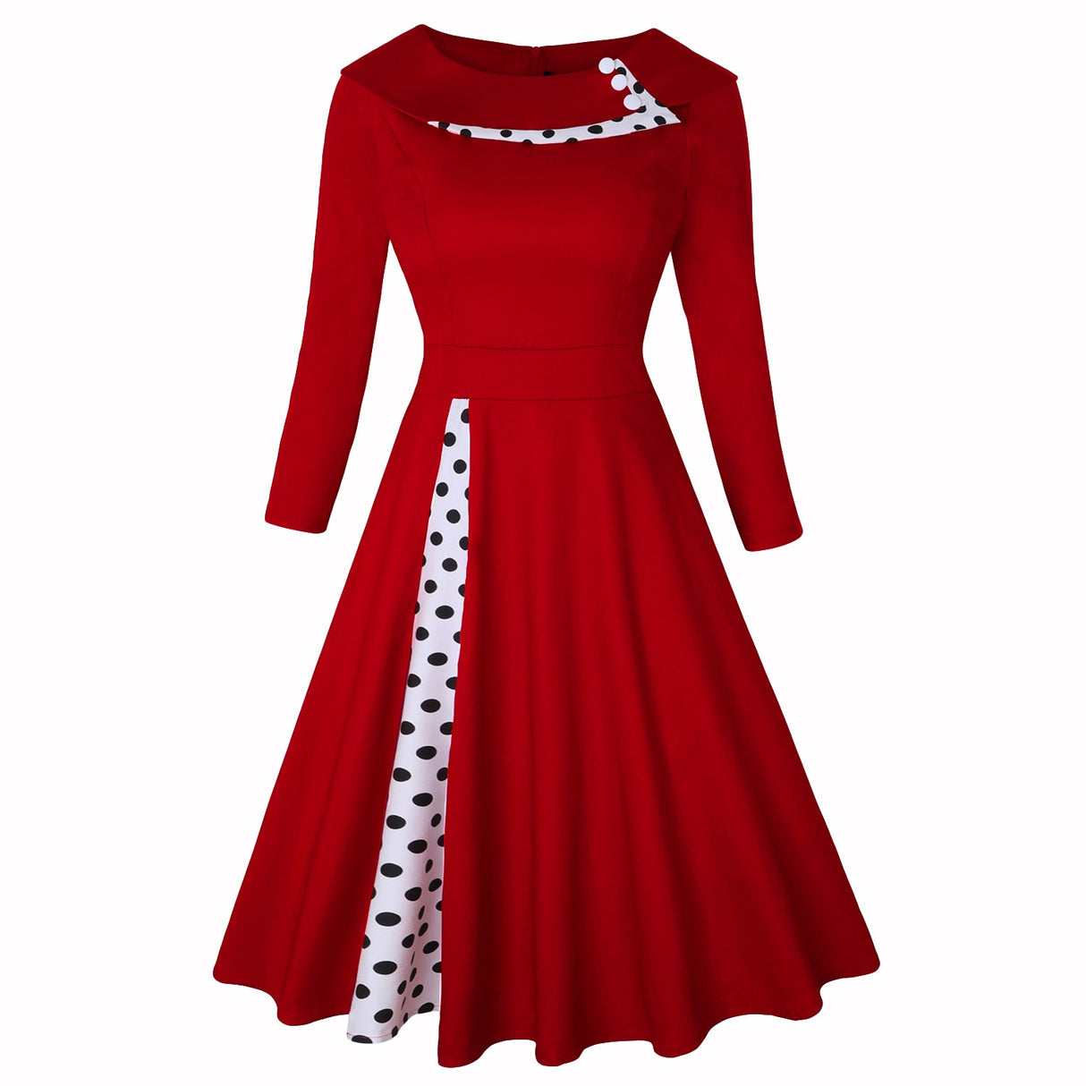 <tc>Años 50</tc> Vestido de cóctel retro de lunares