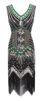 <tc>Años 20</tc> Vestido de noche retro con lentejuelas Gatsby <tc>L</tc>e <tc>M</tc>hermoso