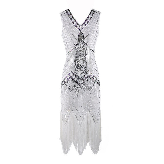 <tc>Años 20</tc> Vestido de noche retro con lentejuelas Gatsby <tc>L</tc>e <tc>M</tc>hermoso