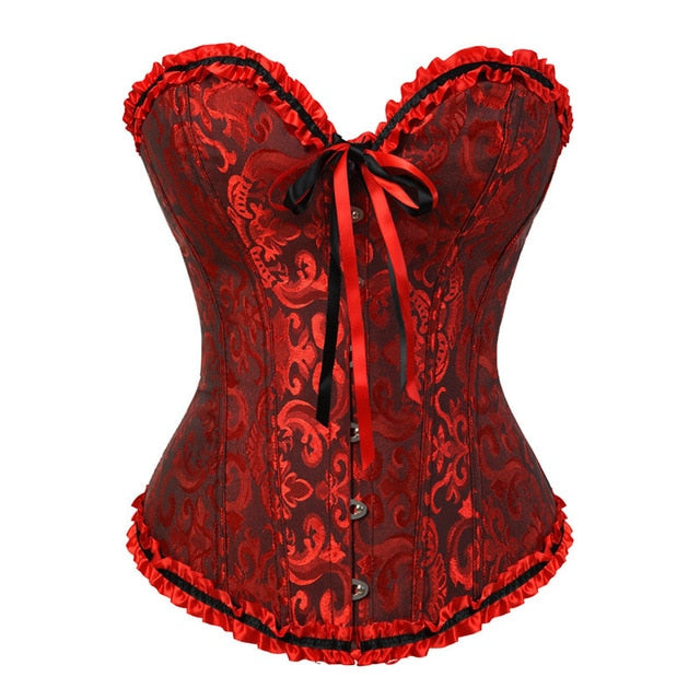 Années 50 Corset Bustier Rétro Bettie Page Rouge/Noir - Ma Penderie Vintage