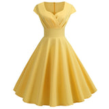 Années 50 Robe Évasée Mancheron Dolly Jaune - Ma Penderie Vintage