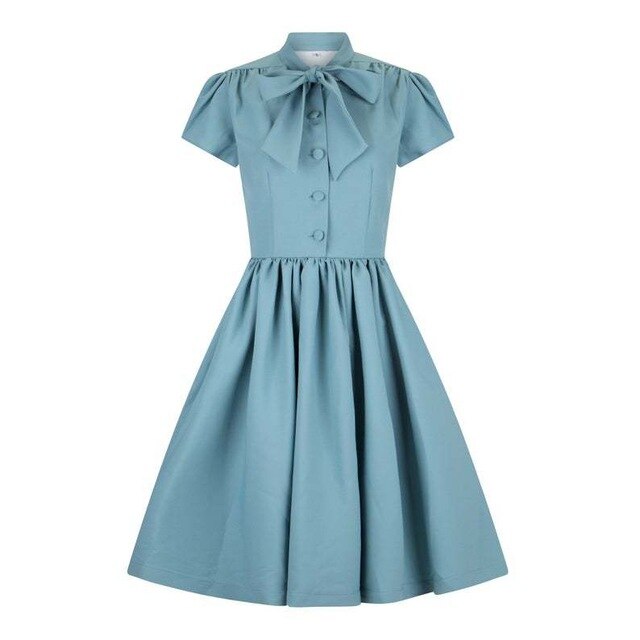 Années 60 Robe Évasée Rétro La Parisienne Bleu - Ma Penderie Vintage