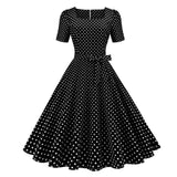 Années 50 Robe Col Carré À Pois Lucille Noir - Ma Penderie Vintage