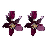 Années 30 Boucles d'Oreilles Fleur Résine Rétro