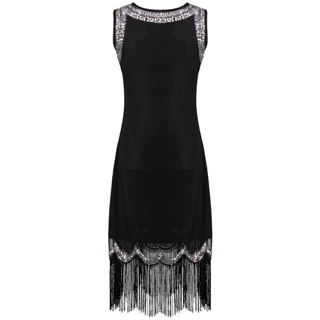 Années 20 Gatsby Robe Fourreau Noire