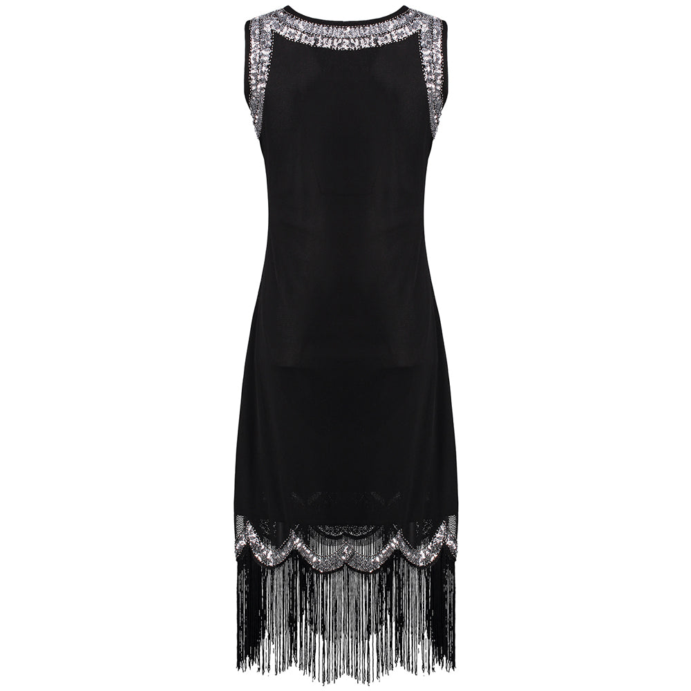 Années 20 Gatsby Robe Fourreau Noire